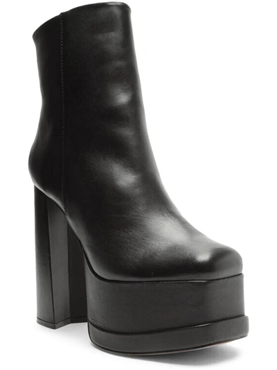 Schutz Selene Casual Womens Leather Block Heel Ankle Boots In Black