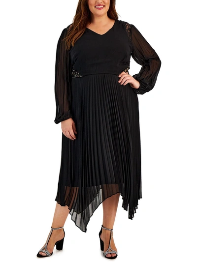 strapless open back dress Tonal Lace x Chiffon Pleated Dress main image 0