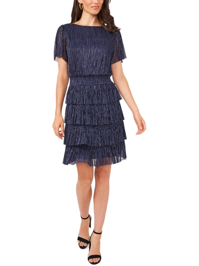 Msk Womens Tiered Mini Fit & Flare Dress In Blue | ModeSens