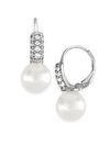 MAJORICA 10mm White Pearl, Cubic Zirconia and Sterling Silver Earrings