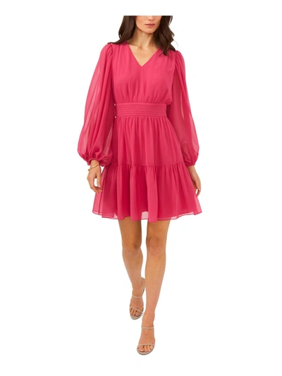 Msk Womens Blouson Sheer Fit & Flare Dress In Pink