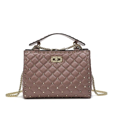 Tiffany & Fred Studded & Quilted Leather Shoulder Bag In Red