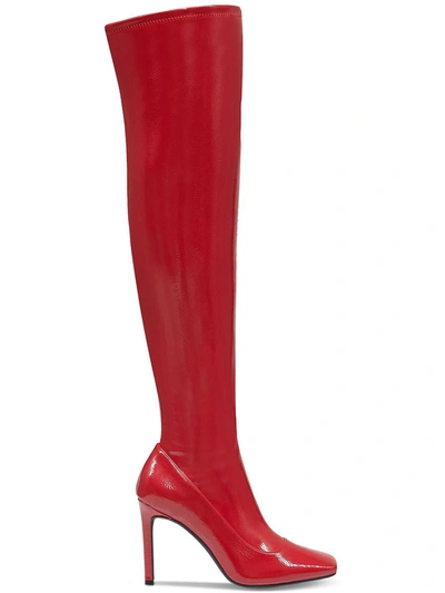 INC KEENAH WOMENS PATENT SQUARE TOE THIGH-HIGH BOOTS