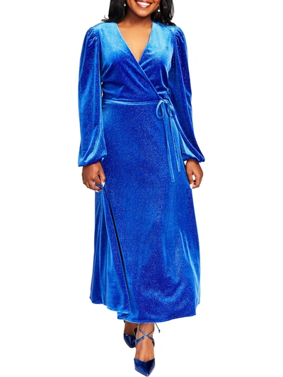 Kasper Womens Velvet Maxi Cocktail And Party Dress In Blue