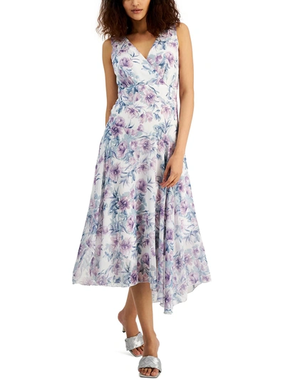 Connected Apparel Womens Chffon Floral Maxi Dress In White