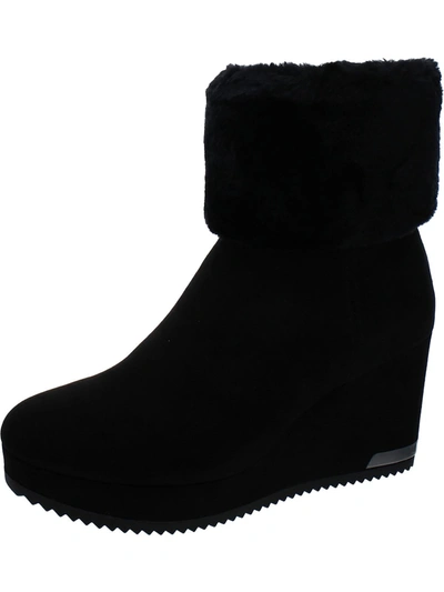 Dkny Nadra Womens Faux Suede Dressy Booties In Black