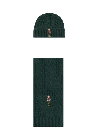 Polo Ralph Lauren Hat And Scarf In Green