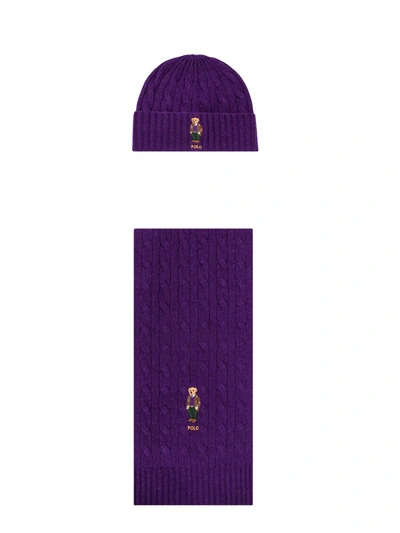 Polo Ralph Lauren Hat And Scarf In Purple