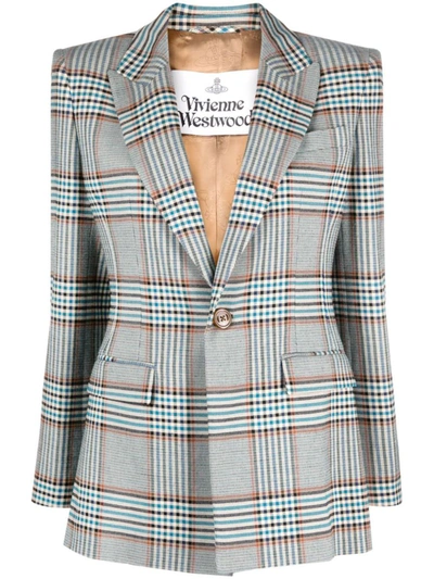 Vivienne Westwood Checked Single-breasted Blazer In Blue