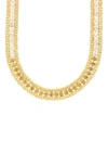 OLIVIA WELLES CRYSTAL RUNWAY CURB CHAIN NECKLACE