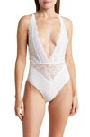 WISHLIST WISHLIST PLUNGE NECK LACE BODYSUIT