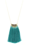 Olivia Welles Viona Fringe Necklace In Blue