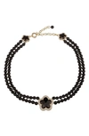 Eye Candy Los Angeles Elizabeth Agate Beaded Necklace In Black