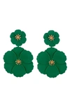 Eye Candy Los Angeles Kelly Floral Drop Earrings In Green