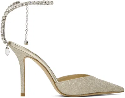 Jimmy Choo Silver Saeda 100 Pumps In Platinum Ice/crystal