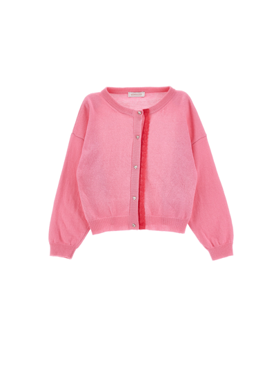 Monnalisa Kids'   Supersoft Cardigan With Bow In Sachet Pink
