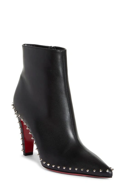 Christian Louboutin Vidura Spike Red Sole Leather Booties In Black