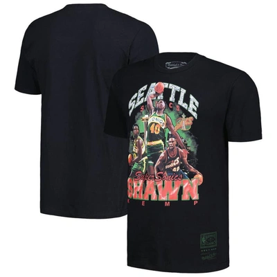 Mitchell & Ness Men's  Shawn Kemp Black Seattle Supersonics Hardwood Classics Bling Concert Player T-