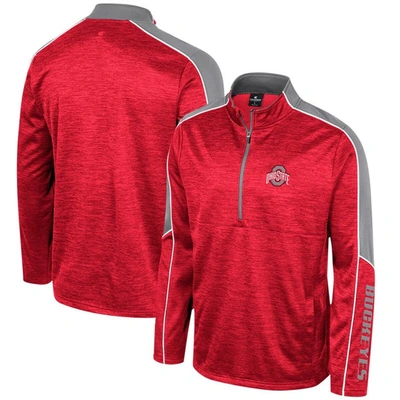 Colosseum Scarlet Ohio State Buckeyes Marled Half-zip Jacket