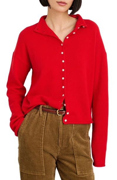 Alex Mill Taylor Rollneck Cardigan In Cotton Cashmere In Fire Red