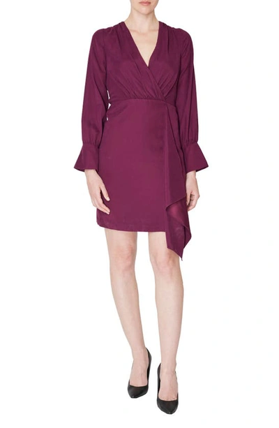 Julia Jordan Ruffle Detail Long Sleeve Dress In Cabernet