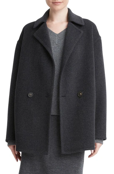 Vince Double-breasted Wool-blend Car Coat In H Charcoal