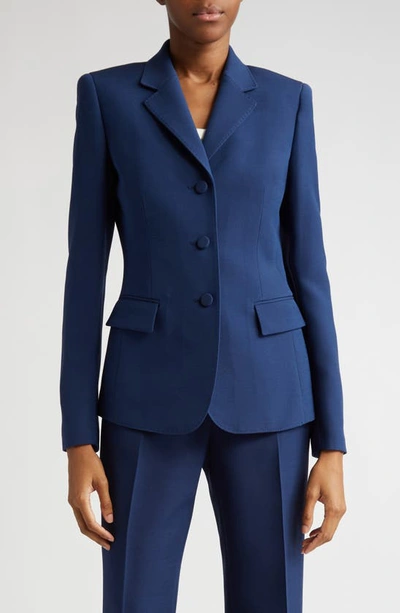 Lafayette 148 New York Academy Wool & Silk Crepe Blazer In Midnight Blue