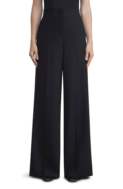 Lafayette 148 Thames High-rise Wide-leg Wool Trousers In Black