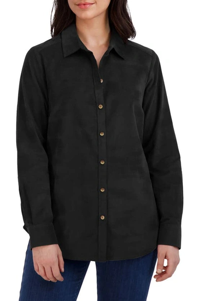 Foxcroft Haven Corduroy Button-up Shirt In Black