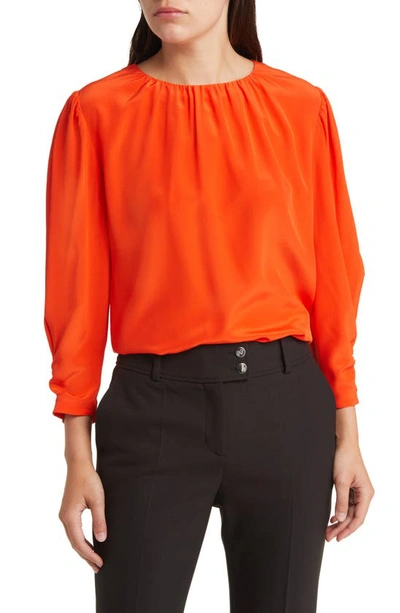 Hugo Boss Bagana Silk Blouse In Orange