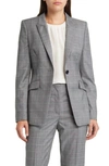 Hugo Boss Boss Juicylara Check One-button Virgin Wool Blazer In Griffin Melange Glen Check