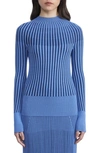 Lafayette 148 Sunburst Ribbed Turtleneck Pullover In Blue Iris