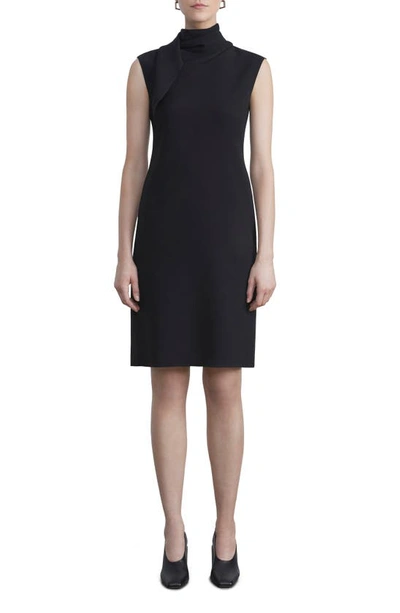 Lafayette 148 Cap-sleeve Finesse Crepe Midi Dress In Black