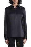 Lafayette 148 French Cuff Silk Button-up Blouse In Black