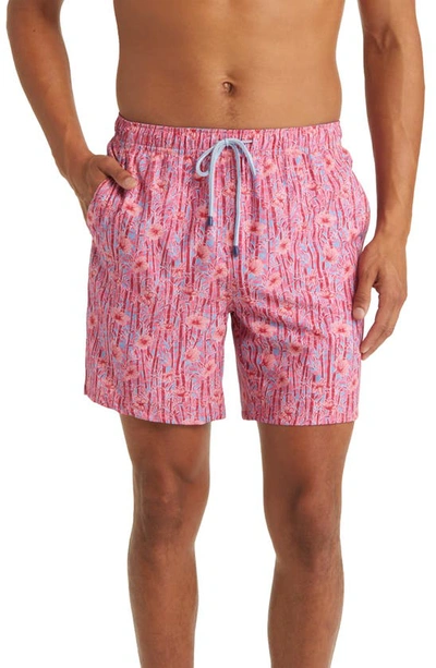 Peter Millar Men's Shoots And Flowers Swim Trunks In Passion Fr