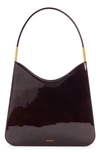 Saint Laurent Sac Patent Leather Hobo Bag In Espresso Forte