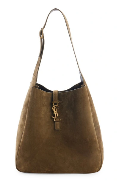 Saint Laurent Le 5 A 7 Suede Hobo Shoulder Bag In New Barley