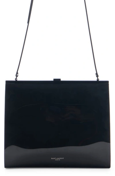 Saint Laurent Small Sac Patent Shoulder Bag In Nero/ Nero