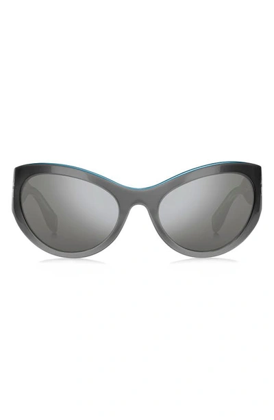 Marc Jacobs 61mm Wrap Cat Eye Sunglasses In Silver/ Silver Mirror