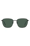 Polaroid 56mm Polarized Rectangular Sunglasses In Matte Black/ Green Polarized
