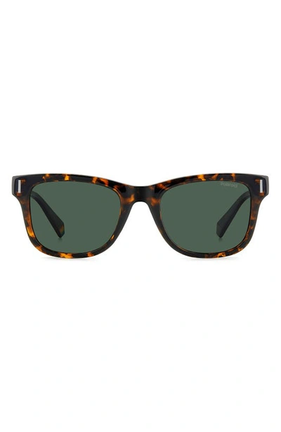 Polaroid 51mm Polarized Square Sunglasses In Havana/ Green Polarized