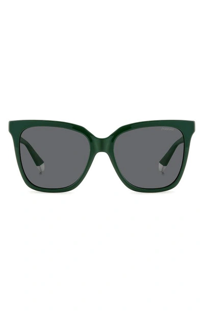 Polaroid 55mm Polarized Square Sunglasses In Green/ Grey Polarized