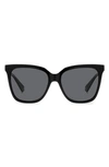 Polaroid 55mm Polarized Square Sunglasses In Black/ Gray Polarized