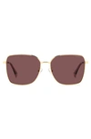 Polaroid 58mm Polarized Rectangular Sunglasses In Gold Burgundy/ Violet Polar