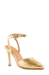 Seychelles Onto The Next Ankle Strap Pointed Toe Pump In Gold
