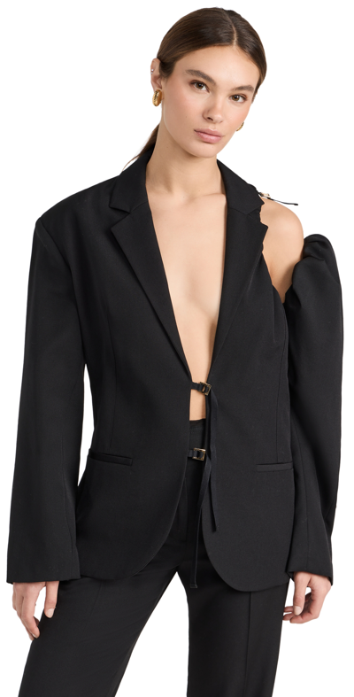 Jacquemus La Waistcoate Galliga Wool Cutout Jacket In Black