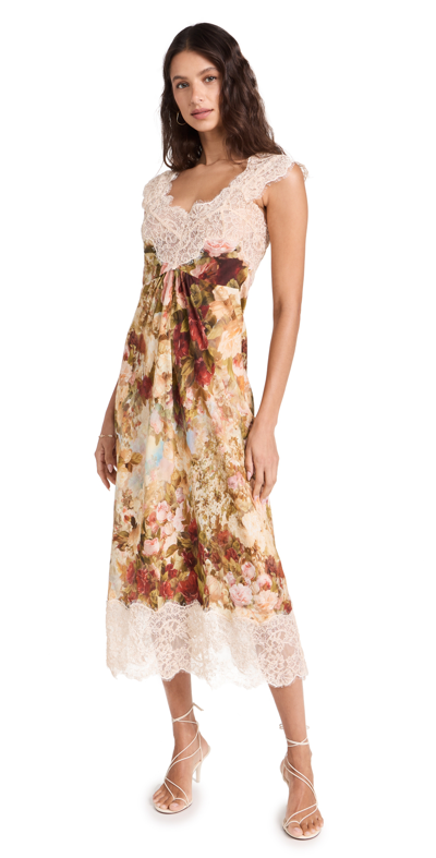 Zimmermann Lace Slip Dress In Rose Floral | ModeSens