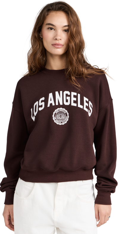Good American Brushed Fleece Graphic Crew Sweatshirt Los Angeles In Malbec003
