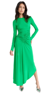 A.l.c Adeline Asymmetric Ruched Stretch Maxi Dress In Fern