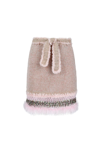 Andreeva Rococo Baby Pink Handmade Knit Midi Skirt
